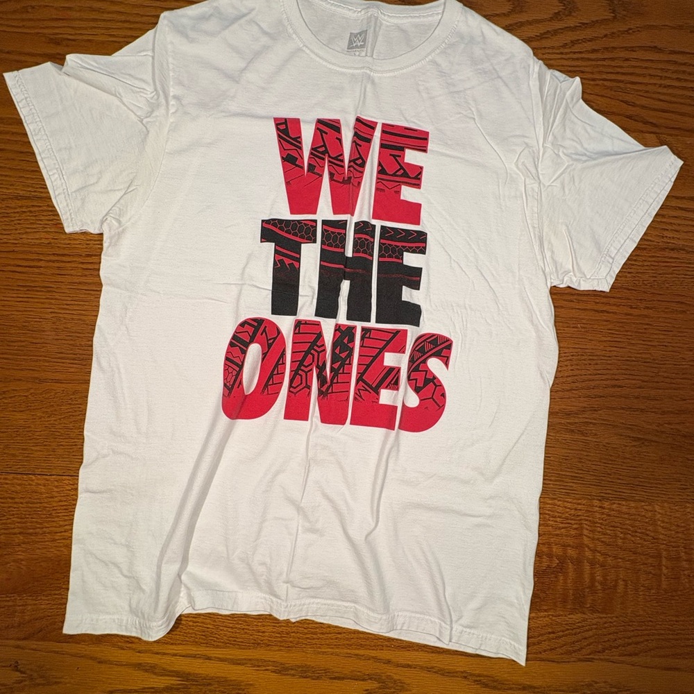 WWE White Tee with Red and Black Print